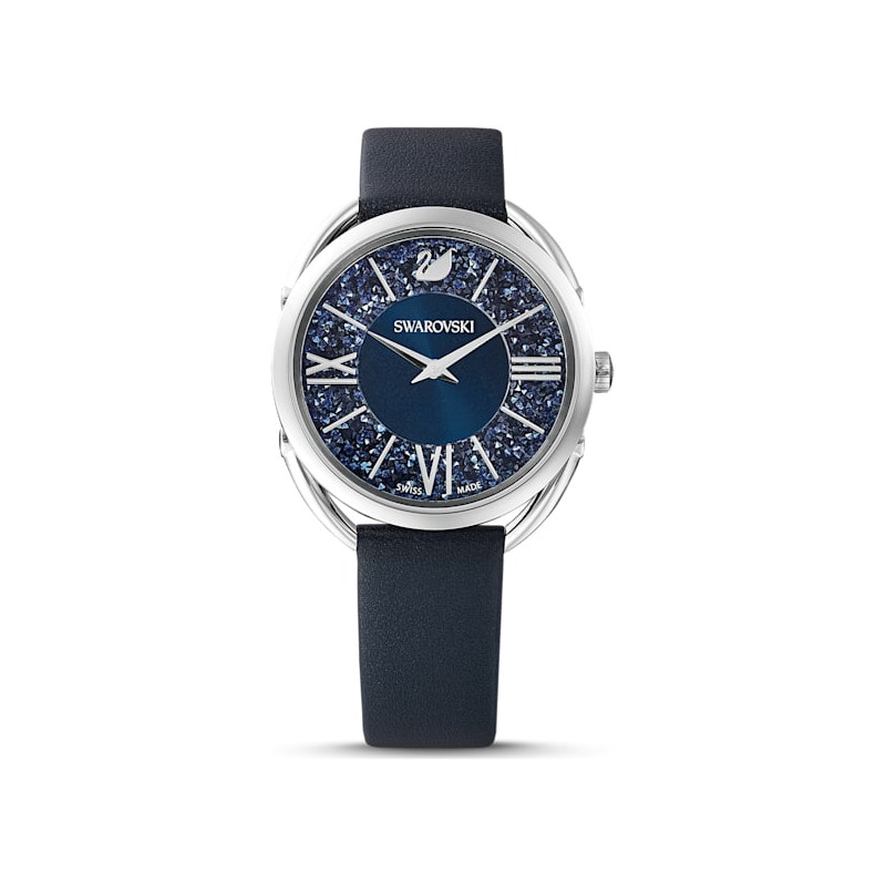 Orologio Crystalline Glam cinturino in pelle, Blu, Acciaio inossidabile