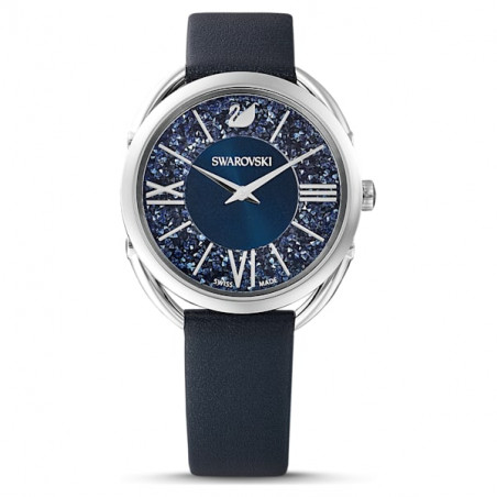Orologio Crystalline Glam cinturino in pelle, Blu, Acciaio inossidabile