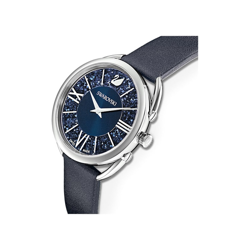 Orologio Crystalline Glam cinturino in pelle, Blu, Acciaio inossidabile