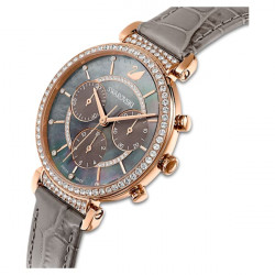 Orologio Passage Chrono cinturino in pelle, Grigio, PVD oro Rosa