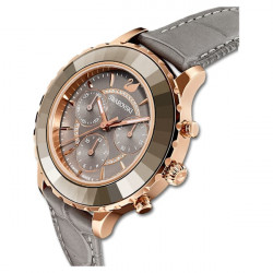Orologio Octea Lux Chrono cinturino in pelle, Grigio, PVD oro Rosa