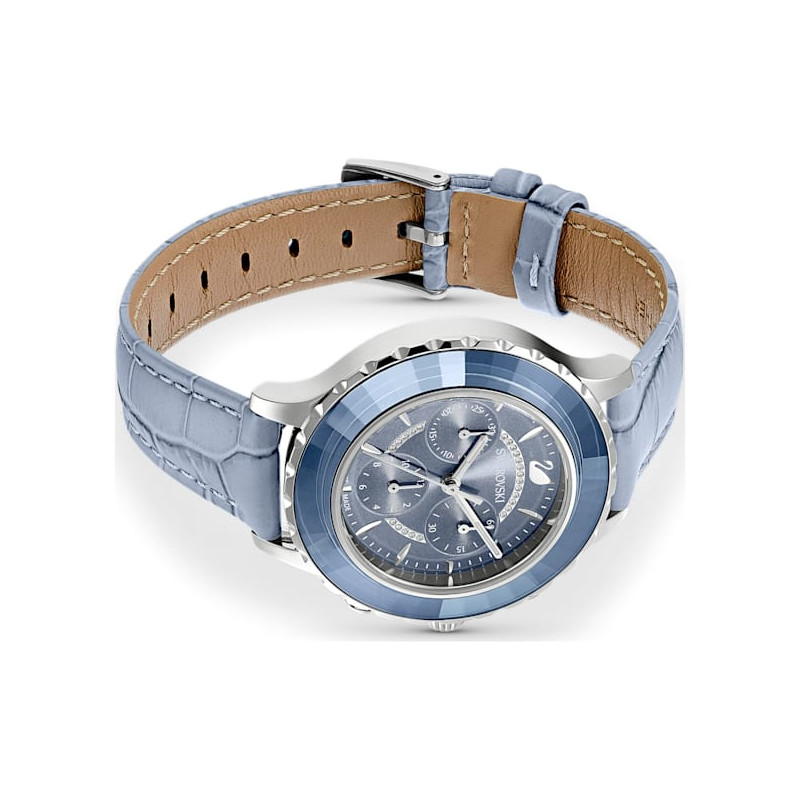 Orologio Octea Lux Chrono cinturino in pelle, Blu, Acciaio inossidabile