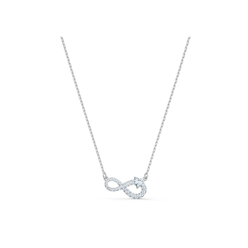 Collana Swarovski Infinity Infinito, Bianco, Placcato rodio
