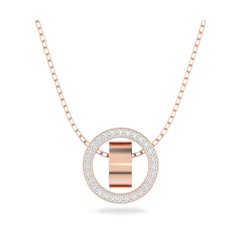 Swarovski - Pendente Hollow Cerchio, Bianco, Placcato color oro rosa