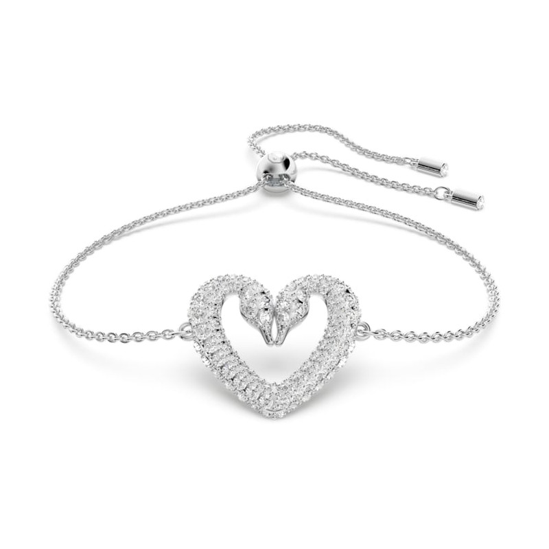 SWAROVSKI - Braccialetto Una Cuore, Piccalo, Bianco, Placcato rodio
