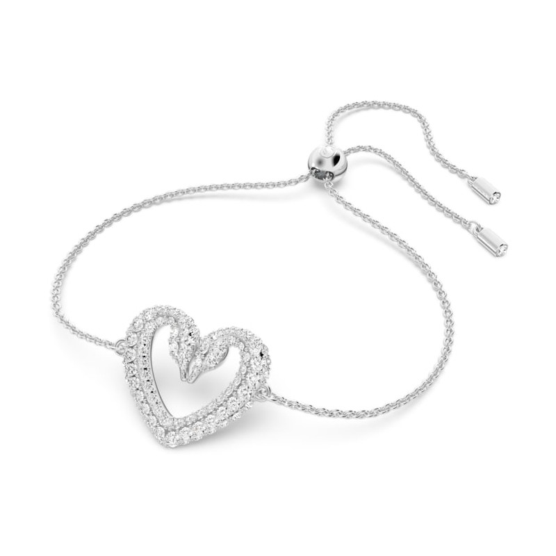 SWAROVSKI - Braccialetto Una Cuore, Piccalo, Bianco, Placcato rodio