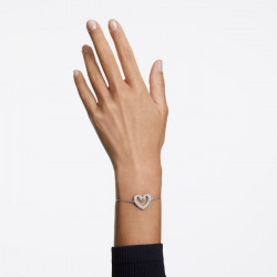 SWAROVSKI - Braccialetto Una Cuore, Piccalo, Bianco, Placcato rodio