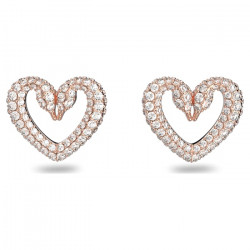 Swarovski - Orecchini a lobo Una Cuore, Piccalo, Bianchi, Placcato color oro Rosa