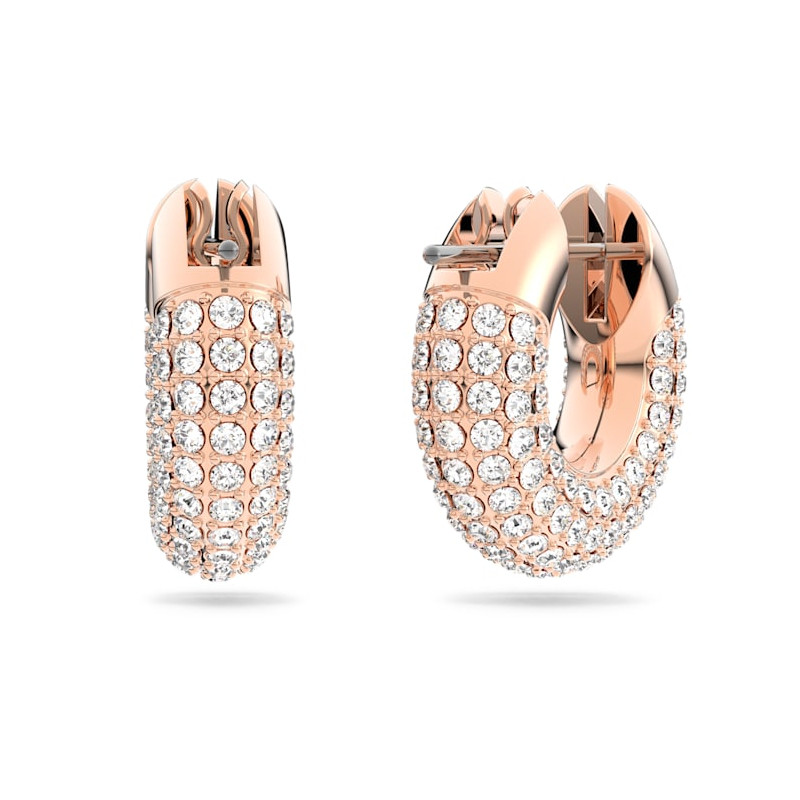 Swarovski - Orecchini a cerchio Dextera Pavé, Bianchi, Placcato color oro rosa