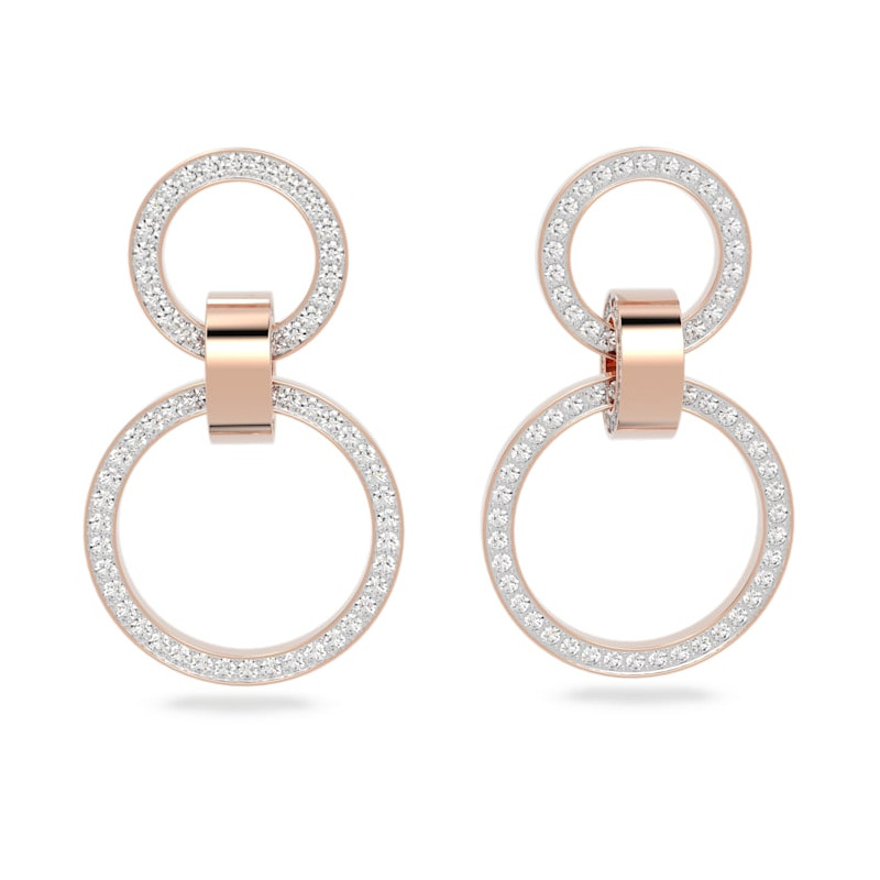 Swarovski - Orecchini a cerchio Hollow Bianchi, Placcato color oro rosa