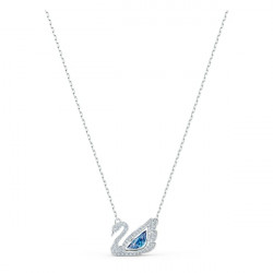 Swarovski - Collana Dancing Swan Cigno, Blu, Placcato rodio