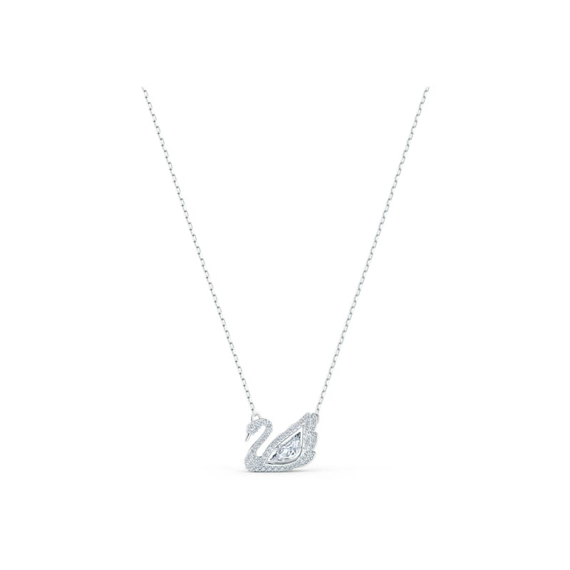 Collana Dancing Swan Cigno, Bianco, Placcato rodio