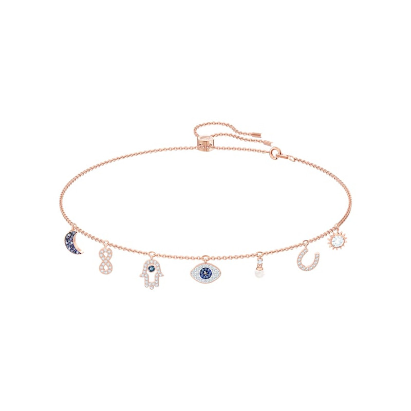 Collana Swarovski Symbolic Luna, infinito, mano, evil eye e ferro di cavallo