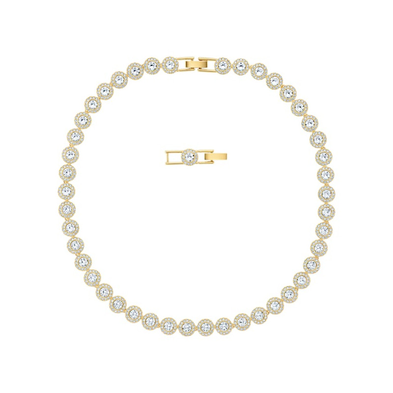 Swarovski - Collana Angelic Rotondo, Bianco, Placcato color oro