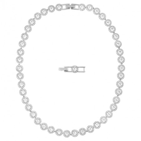 Swarovski - Collana Angelic Rotondo, Bianco, Placcato rodio