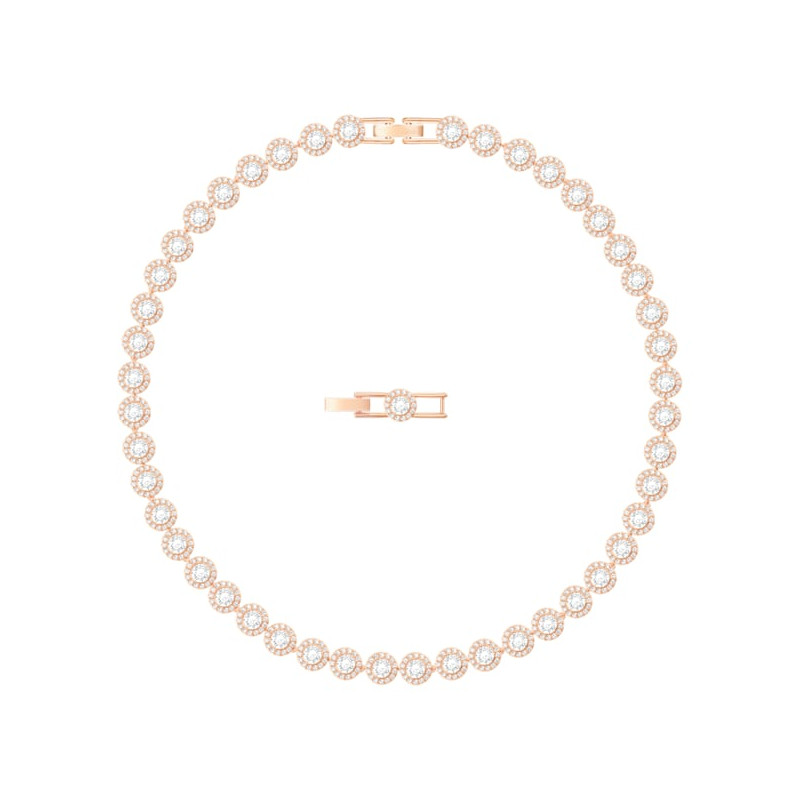 Swarovski - Collana Angelic Rotondo, Bianco, Placcato color oro rosa