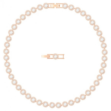 Swarovski - Collana Angelic Rotondo, Bianco, Placcato color oro rosa