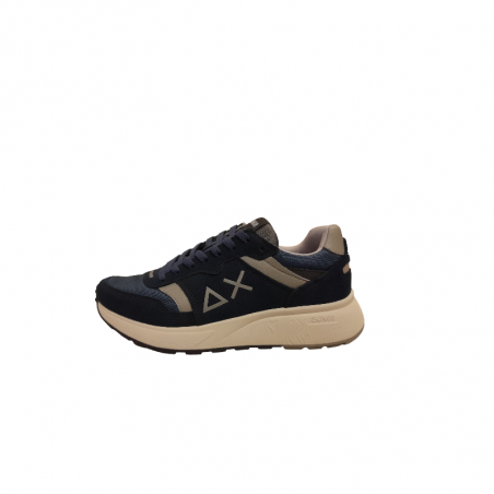 Sun68 Z43127 sneaker uomo in pelle scamosciata blu e logo laterale