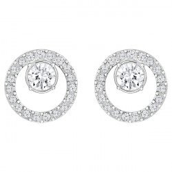 Swaeovski - Orecchini a lobo Creativity Circolare, Bianco, Placcato rodio