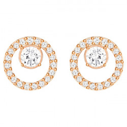 Swarovski - Orecchini a lobo Creativity Circolare, Bianco, Placcato color oro rosa