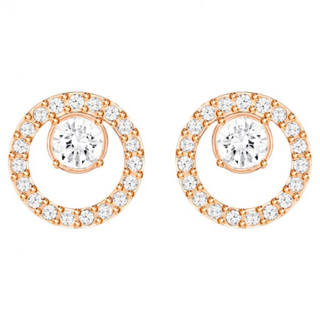 Swarovski - Orecchini a lobo Creativity Circolare, Bianco, Placcato color oro rosa