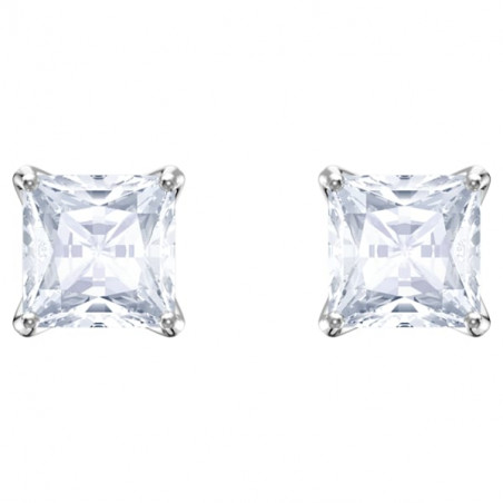 Orecchini a lobo Attract Cristallo taglio quadrato, Bianco,