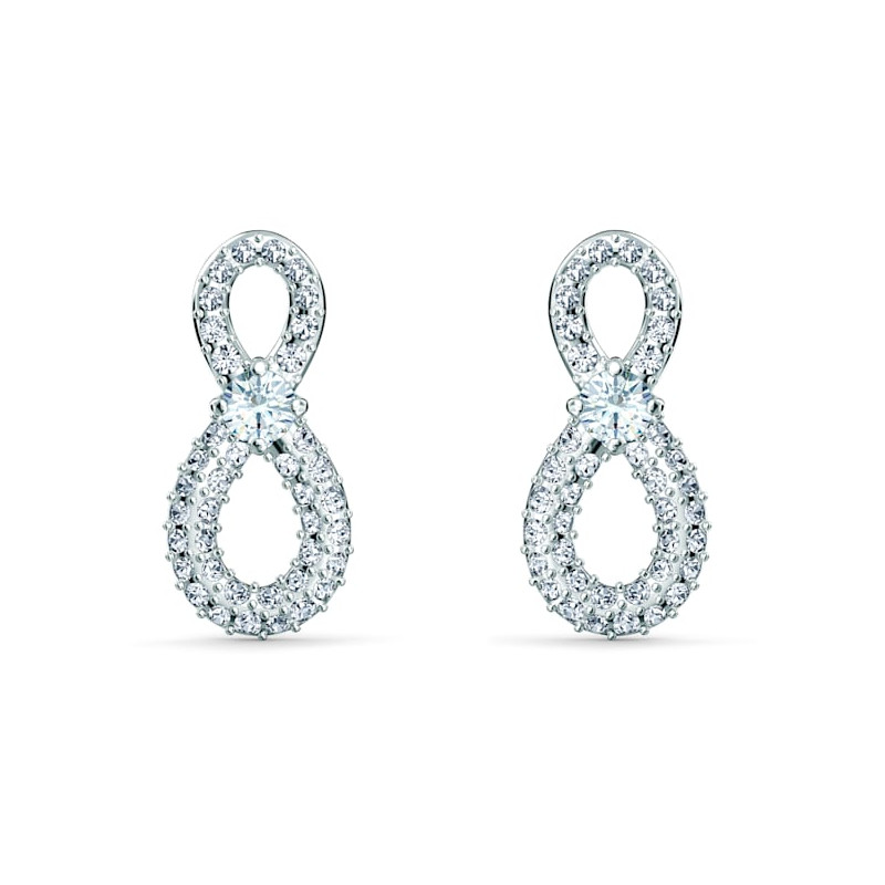 Orecchini Swarovski Infinity Infinito, Bianco, Placcato rodio