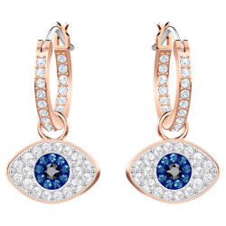 Orecchini Swarovski Symbolic Evil eye, Blu, Placcato color oro rosa