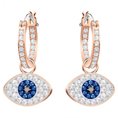 Orecchini Swarovski Symbolic Evil eye, Blu, Placcato color oro rosa
