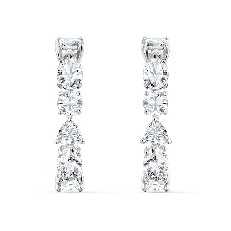 Orecchini Tennis Deluxe Cristalli a taglio misto, Bianco