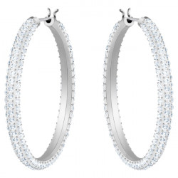Swarovski - Orecchini a cerchio Stone Bianco, Placcato rodio
