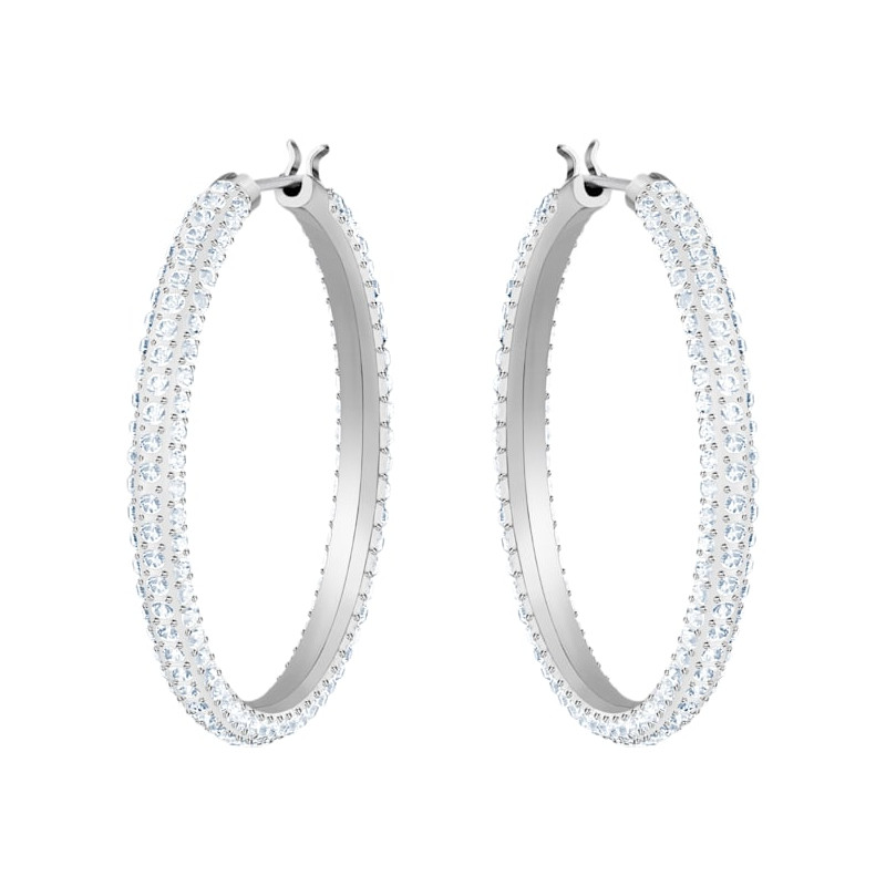 Swarovski - Orecchini a cerchio Stone Bianco, Placcato rodio