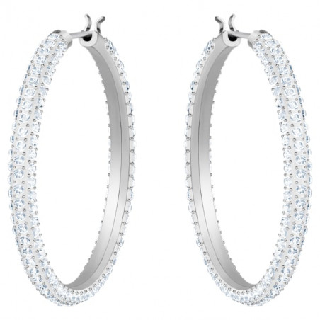 Swarovski - Orecchini a cerchio Stone Bianco, Placcato rodio