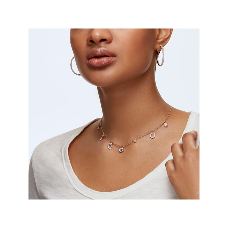 Swarovski - Orecchini a cerchio Stone Rosa, Placcato color oro rosa