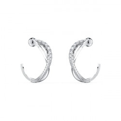 Swarovski - Orecchini a cerchio Twist Bianco, Placcato rodio