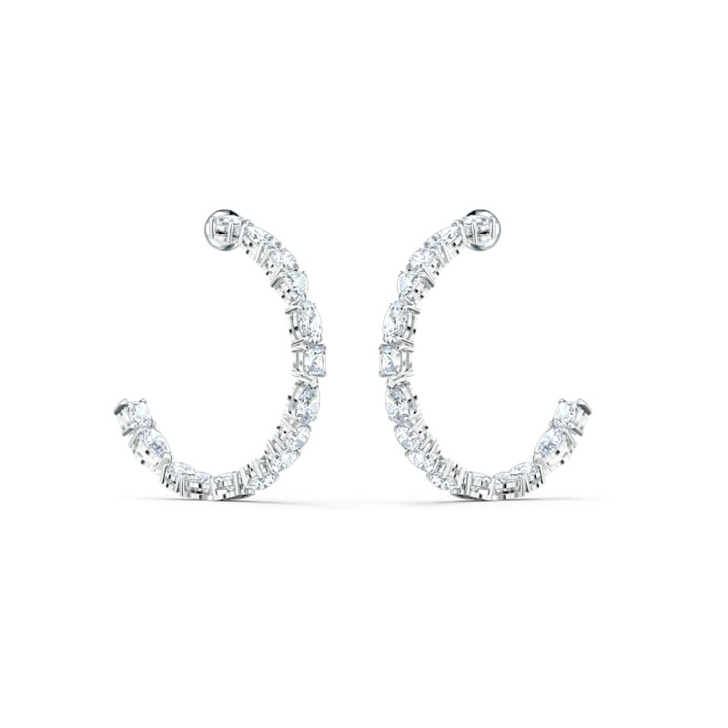 Swarovski - Orecchini a cerchio Tennis Deluxe Cristalli a taglio misto, Bianco,