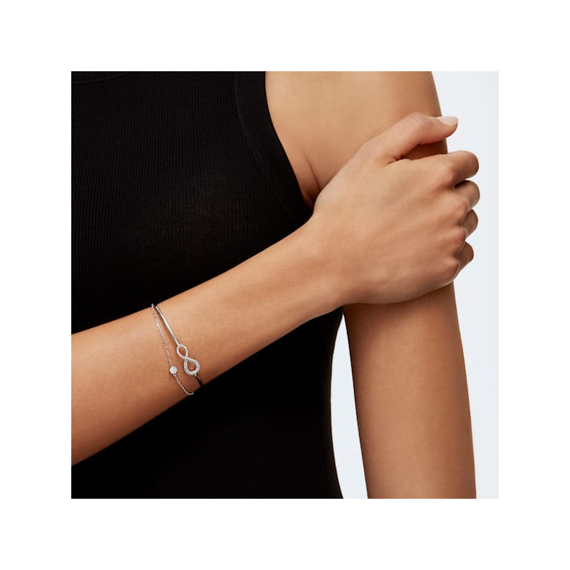 Bracciale rigido Swarovski Infinity Infinito, Bianco, Placcato rodio