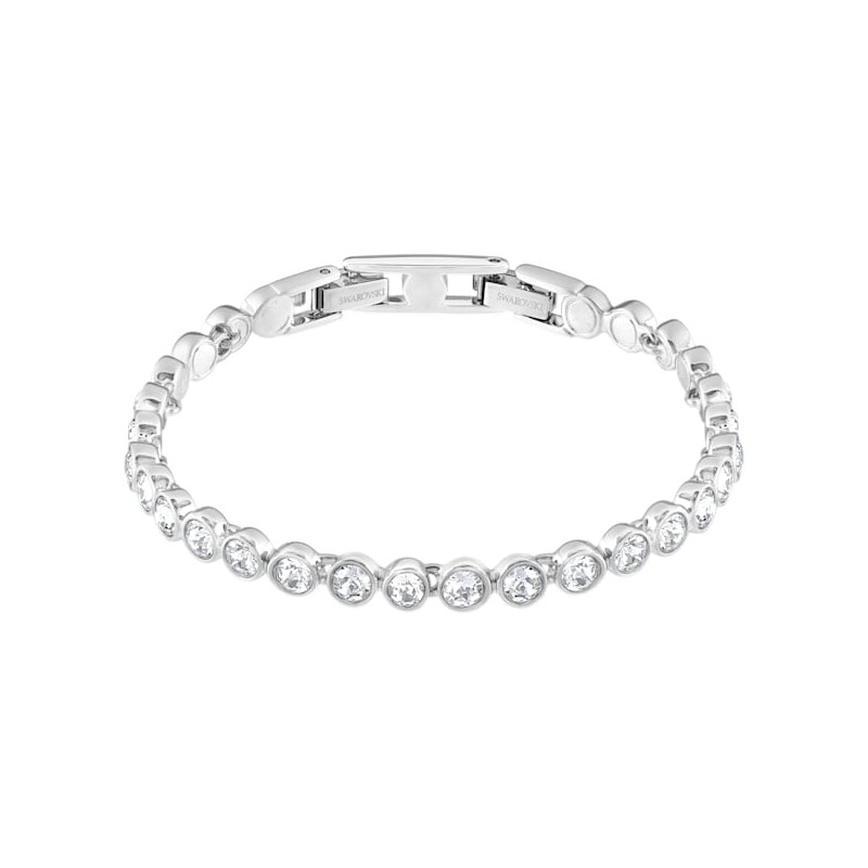 Swarovski  - Braccialetto Tennis Rotondo, Bianco, Placcato rodio