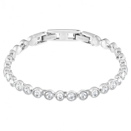 Swarovski  - Braccialetto Tennis Rotondo, Bianco, Placcato rodio
