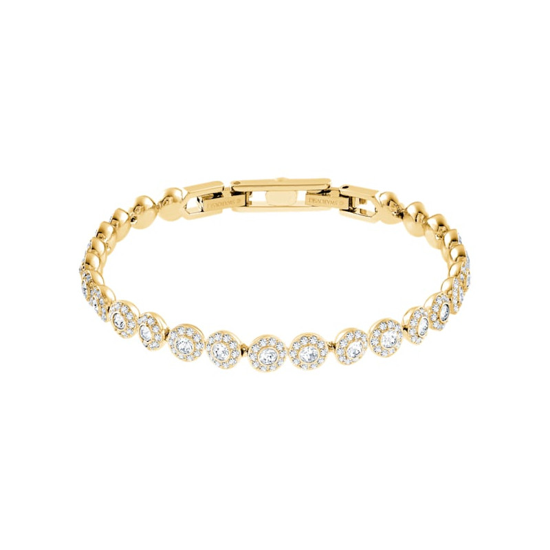 Swarovski - Braccialetto Angelic Rotondo, Bianco, Placcato color oro