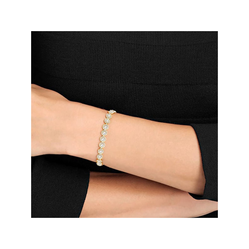 Swarovski - Braccialetto Angelic Rotondo, Bianco, Placcato color oro