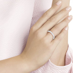 SWAROVSKI - Anello Stone Bianco, Placcato rodio
