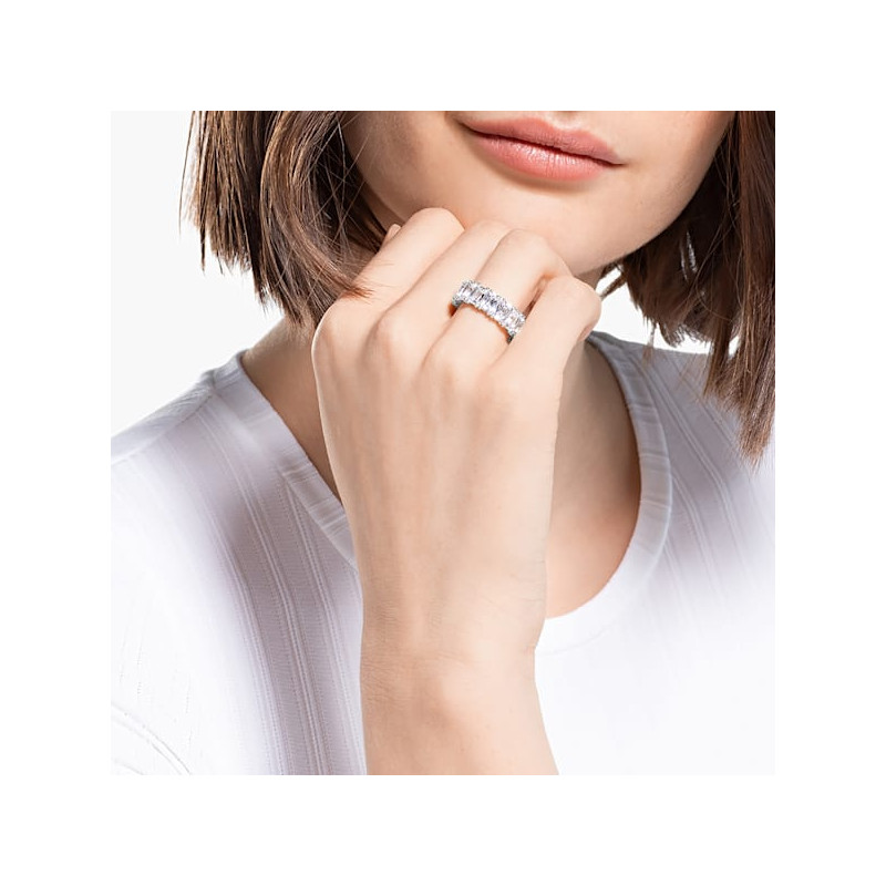 SWAROVSKI - Anello largo Vittore Bianco, Placcato rodio