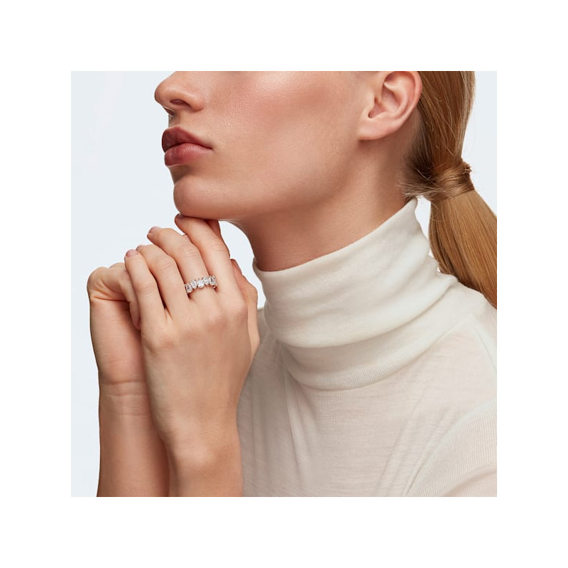 SWAROVSKI - Anello Vittore Cristalli taglio Pear, Bianco, Placcato colo