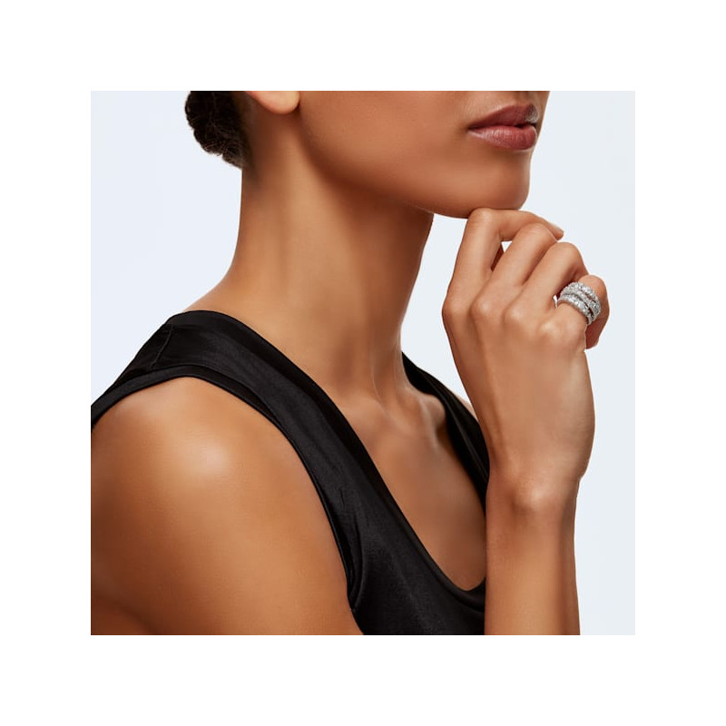 SWAROVSKI - Anello Twist Wrap Bianco, Placcato rodio