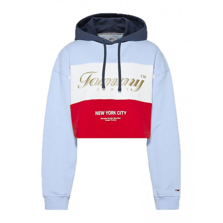 Hoodie Crop Donna Color Block