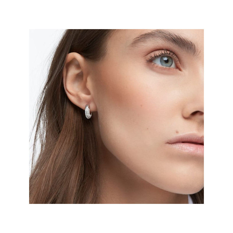 SWAROVSKI - Orecchini a cerchio Dextera Pavé, Bianco, Placcato rodio