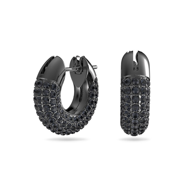 SWAROVSKI - Orecchini a cerchio Dextera Pavé, Nero, Placcato rutenio
