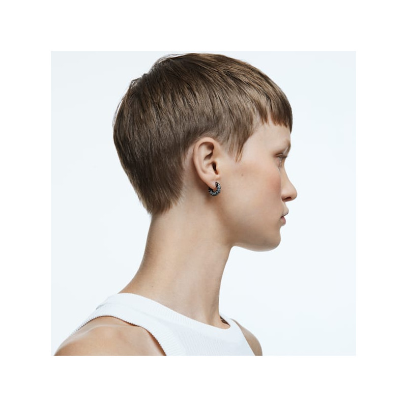 SWAROVSKI - Orecchini a cerchio Dextera Pavé, Nero, Placcato rutenio