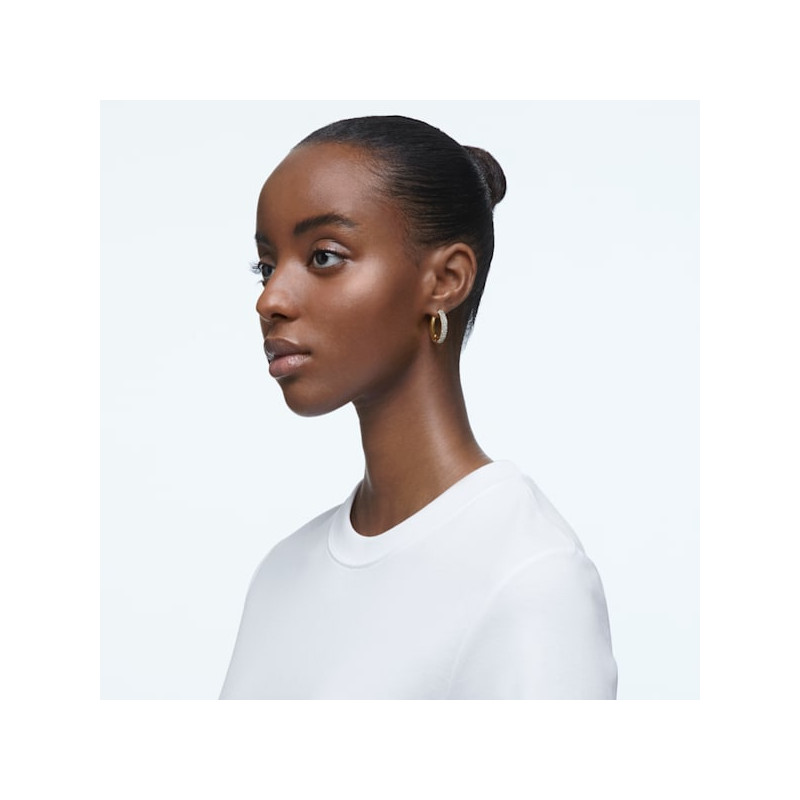 Swarovski - Orecchini a cerchio Dextera Medi, Bianco, Placcato color oro